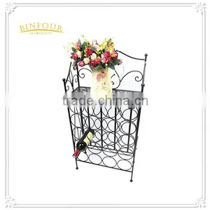 Custom Wrought Iron Home Decorative Wine Rack With Top Holder thumbnail-1