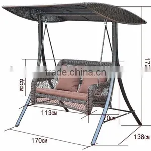 Luxurious Durable Double Seat pe Rattan Swing Chair With Canopy thumbnail-1