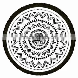 150cm Circle Towel With Fringe, Reactive Printing Towel With Tassel in Stock thumbnail-1