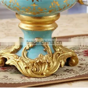 Antique Brass European Porcelain Flower Pots for Home Deco thumbnail-5