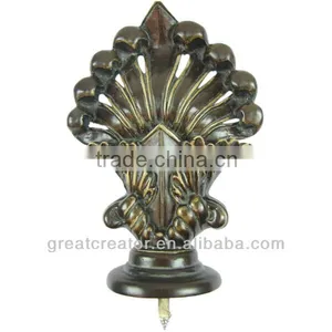 Bronze Seashell Curtain Finial For Wooden Curtain Rod thumbnail-1