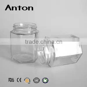 180ml Hexagonal Glass Jar for Food Candy Cookie Container thumbnail-1