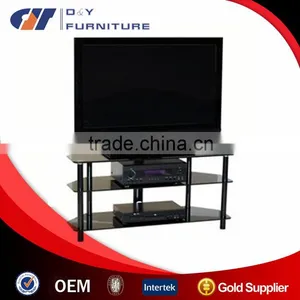 Glass TV Stand With Stainless Steel Tube and Tempered Glass thumbnail-1