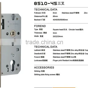 Europe Standard High Quality 8545 Three Deadbolt Door Lock Body thumbnail-1