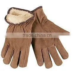 Work Glove Red Cow Split Leather Back Stripped Cotton/ Patch Palm Working Glove thumbnail-6