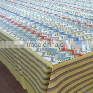 Designer Chevron Cotton Hand Block Printed Cotton Tablecloth thumbnail-1