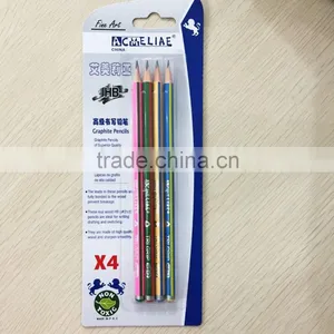 7" Standard Size Soft Wood Triangular Shape Color Striped HB Pencil Set in Blister Card thumbnail-1