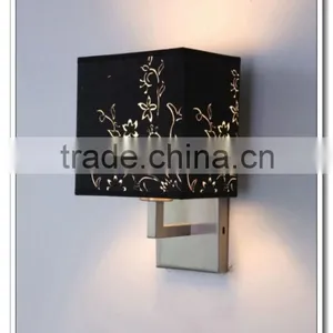 Fabric Wall Lighting With Printed Pattern Black Shade thumbnail-1