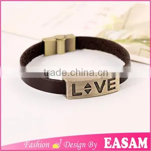 Korean Fashion Love Couple Leather Wrap Bracelet Wholesale thumbnail-3