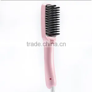 Digital Electric Hair Straightener Brush Comb Detangling Straightening Irons Hair Brush EU/ US/ UK Plug thumbnail-3
