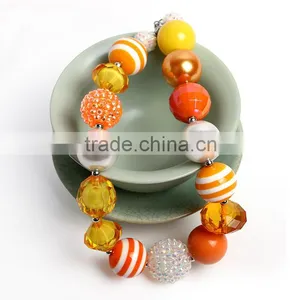 Fashion Children's Necklace Best Selling Orange Colors Plastic Kids Bead Fashion Chunky Necklace Pendant for Girls thumbnail-1