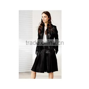 Lady's Genuine Sheepskin Leather Fringe Jacket, Black thumbnail-4