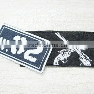 Cheap Garment Straight Cut Fabric Damask Woven Label thumbnail-1