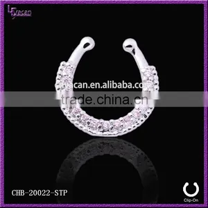 Unique Samll Single Line Paved Gem Fake Nose Rings thumbnail-6
