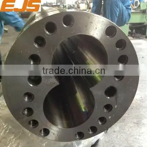Double Hole Cylinder Bimetallic Screw and Barrel for Plastic Extruder thumbnail-1