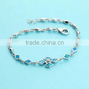 925 Sterling Silver Blue Opal Bracelet For Men Fine Jewelry SBI182W thumbnail-5