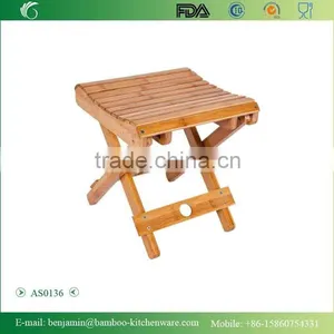 Bamboo Foldable Footstool Fishing Shower Step Square Stool Domestic Chair for Children Kids Leisure thumbnail-1