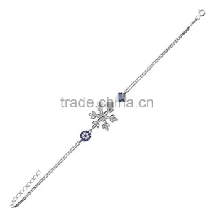White Gold P. 925K Sterling Silver Snowflake Evil Eye Bracelet BSBL098 thumbnail-1
