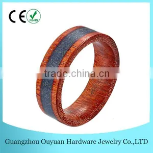 New Natural Wood Ring, Red Wood Ring With Sticker Inlay, Real Wood Ring thumbnail-1