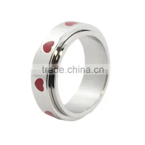 Wholesale Enamel Heart 3161 Stainless Steel Spinner Rings for Young Girl thumbnail-1