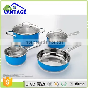 59 Pcs Hot Blue Cooking Pot and Pan Stainless Steel Non-stick Ceramic Cookware thumbnail-3