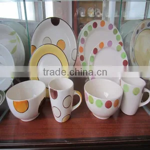 16pc Handpainted Lollipop Ceramic Dinnerware Sets thumbnail-1