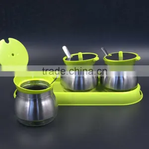 Glass Spice Jar Set on Plastic Base thumbnail-2