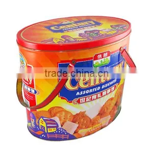 Hot Sale Colorful Oval Cookie Tin Box With Handle thumbnail-1