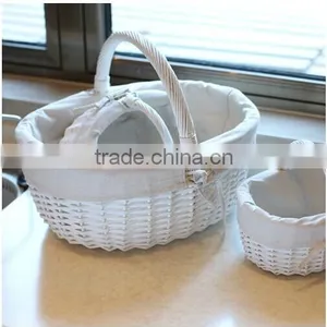 Wholesale White Wicker Basket With Handle Wicker Shopping Basket thumbnail-1