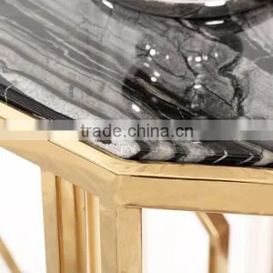 Special Model OEM Design Black Marble Top Console Table With Golden Stainless Steel Base For Home Use thumbnail-3