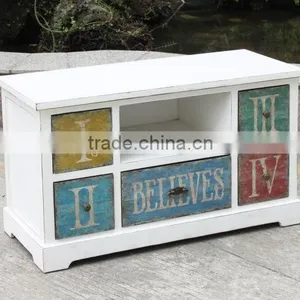 Antique White Wooden TV Cabinet thumbnail-1