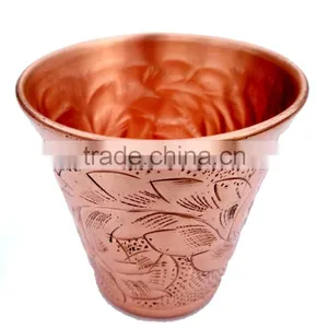 BPA FREE 100% PURE COPPER 2 OZ EMOSSED DESIGN SHOT GLASSES, COPPER SHOT MEASURING CUPS thumbnail-2