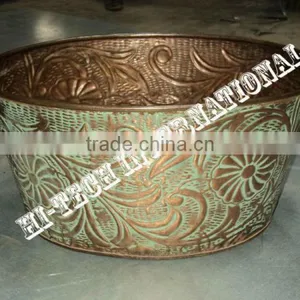 Designer Planters,Verdigris Metal Planters,Antique Planters,Indoor Planters,Decorative Pots for Small Plants thumbnail-1