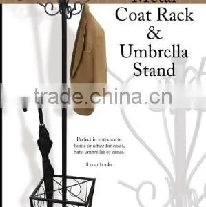 RH-4737 Multifunctional Metal Standing Coat Rack With Umbrella Holder Hat Clothes Coat Rack thumbnail-1