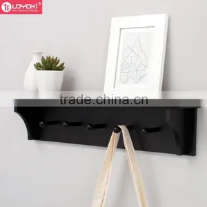 Wooden Wall Shelf With Coat Hooks for Indoor Room Wall Decoration Wall Floating Shelf With Wooden Clothes Pegs thumbnail-1