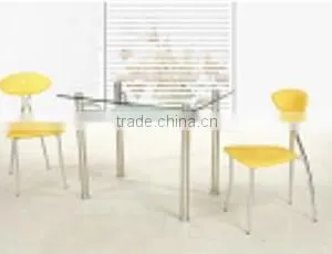 Dining Room Furniture Glass Table and Chair, Modern Glass Top Dinette Sets thumbnail-6