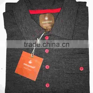 Custom Men's 100% Merino Wool Pullover Breathes Polo Shirt Tennis Top With Button Long Sleeve Spring thumbnail-2