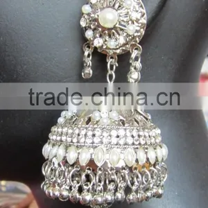 Silver Pearl Jhumka Earrings thumbnail-3