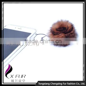 CX-A-54D Flower Design Fashion Hangings Real Rabbit Fur Keychain thumbnail-6