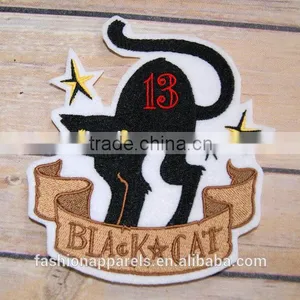 Custom High Quality Embroidered Black Cat Patch for Clothes Embroidery Patch Made in China Choose Size/color thumbnail-4