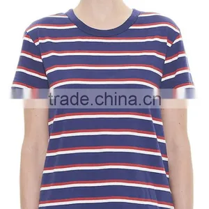 2017 Women Short Sleeve Fashion Cotton Rieder T-shirt Navy Stripe OEM Service thumbnail-1
