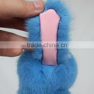 Myfur New Blue Real Copenhagen Mink Fur Rabbit Keychain Cheap Factory Price Car Accessory Keychain thumbnail-6