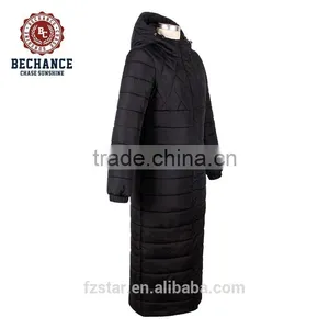 Women's Winter Hooded Black Long Padded Jacket Long Coat W1130 thumbnail-3