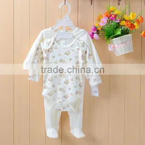 Wholesale Cartoon Footed 100% Cotton Baby Clothes Romper Set thumbnail-3