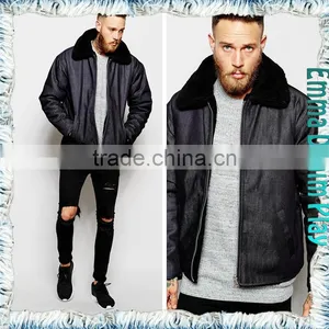 New Celebrity Style Men's Motorcycle Biker Fleece Collar Denim Jacket Coats thumbnail-2