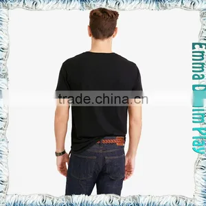 2017 Mens Solid Black Colorfast Blank Organic Cotton Round Neck T-Shirt thumbnail-2