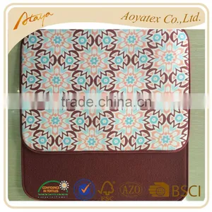 Flower Printed Terry Fabric Dish Drying Mat With Satin Blinding for Kitchen Use thumbnail-1