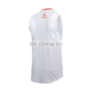 OEM Quick Dry Polyester Custom Embroidery or Sublimation Logo White Basketball Gym Tank Top Men thumbnail-1