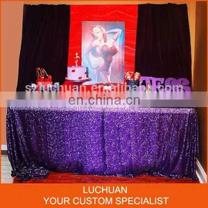 Latest Product Purple Shiny Sequin Cheap Wedding Table Overlay thumbnail-1