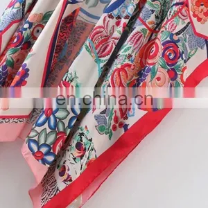 2017 Women Open Front Casual Asymmetrical Hem Floral Loose Kimono Ladies Summer Beachwear thumbnail-3